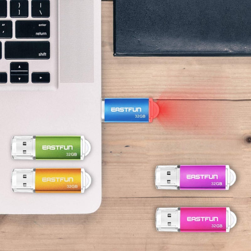 EASTFUN 32GB USB 2.0 Flash Drive Memory Stick Thumb Drive Thumb Stick Pen Drive Jump Drive Zip Drive, 3 Pack (3x32GB) Colors (Rose Blue Green) - Image 4